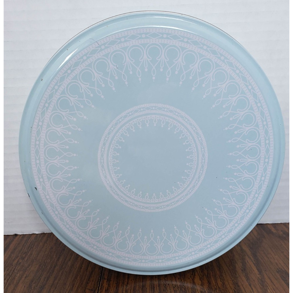 Wedgwood Style Seasons Greetings Blue Holiday 6 Inch Christmas Tin